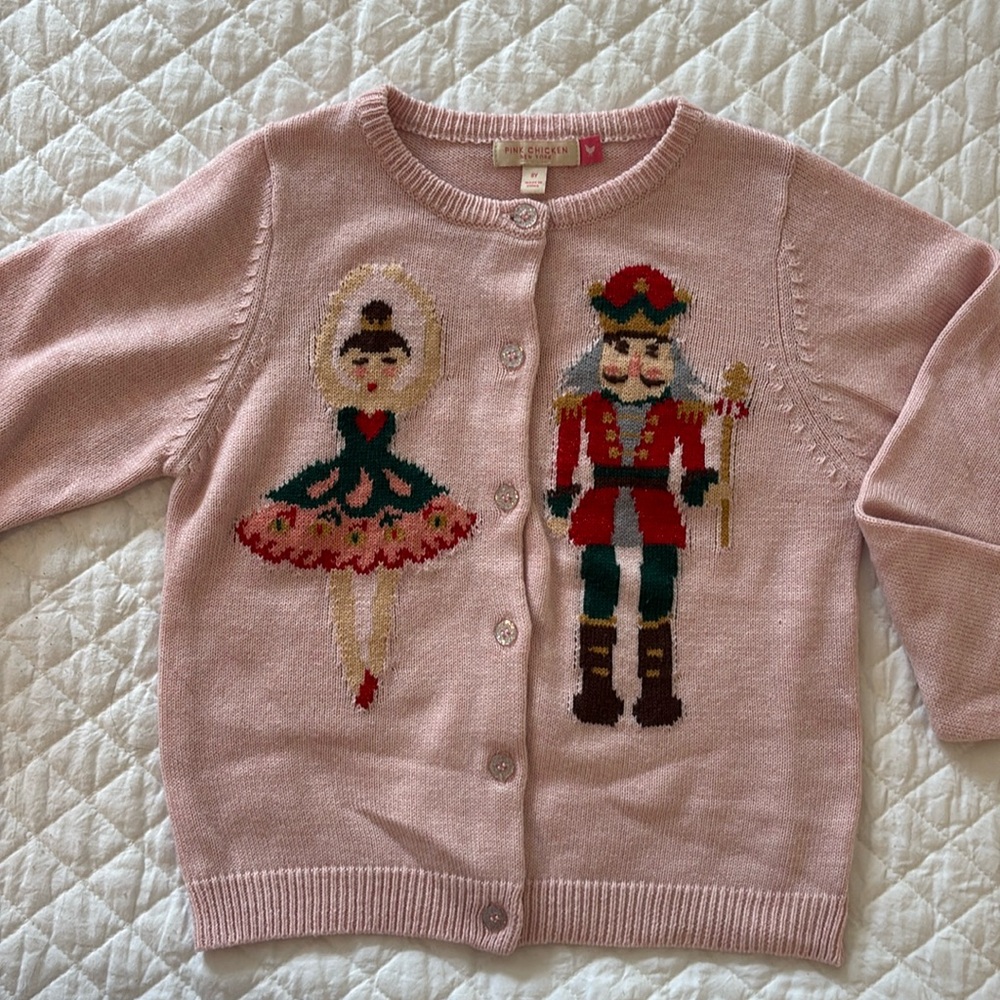 Pink chicken nutcracker cardigan